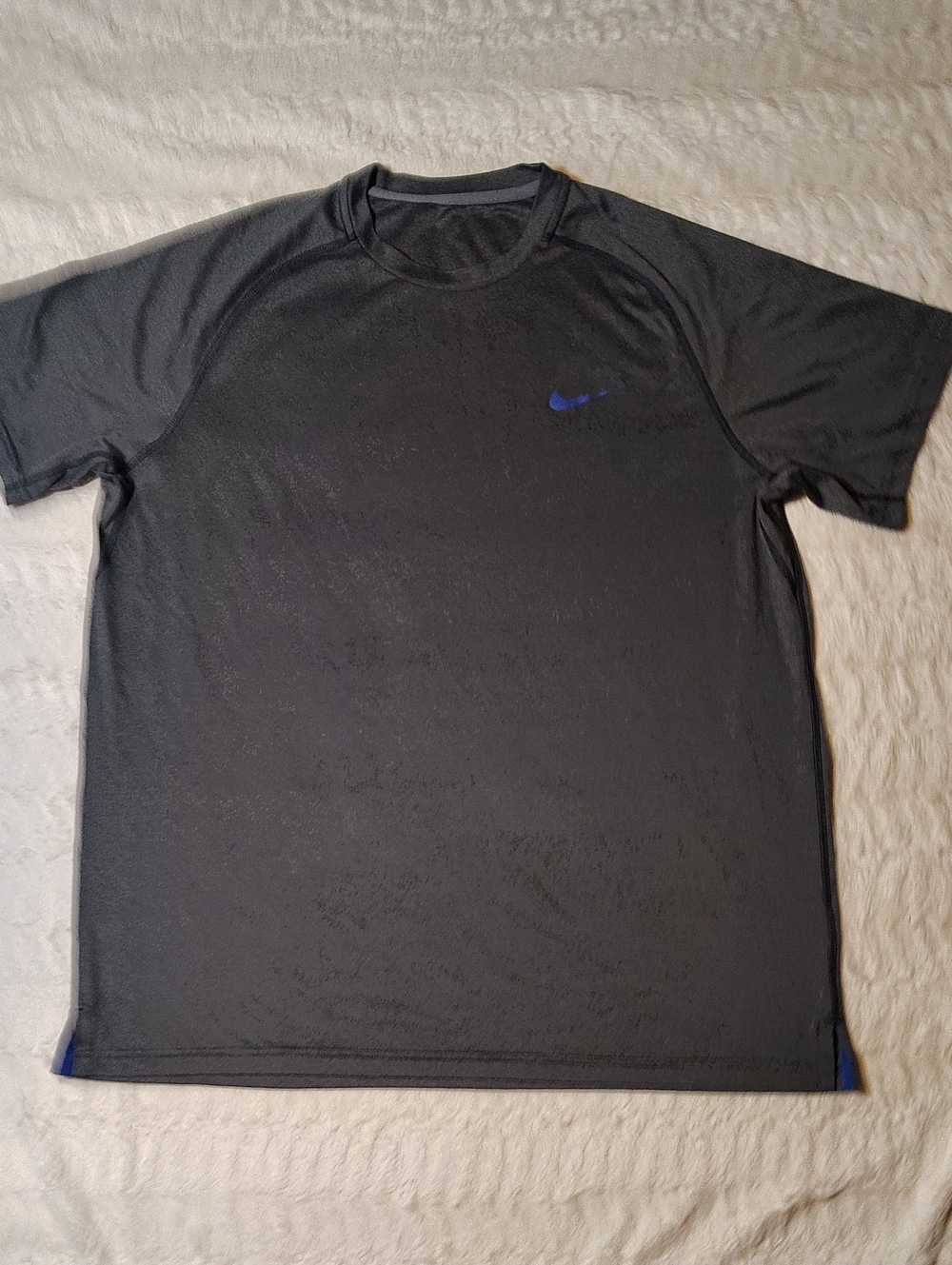 Nike Black Short-Sleeve Performance Tee with Blue Swoosh